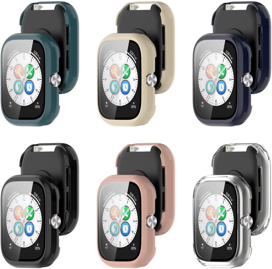 Hard Protective Case with Tempered Glass Screen Protector Compatible Honor Choice haylou Watch, PC Ultra-Thin All-Around Cover for Honor Choice Haylou Watch(6 pcs)