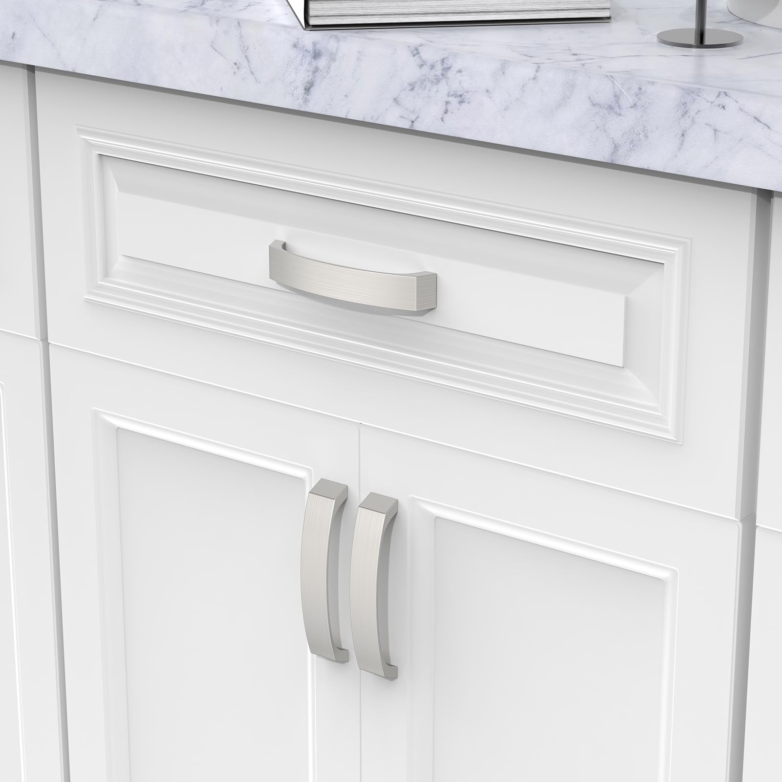 10 Maniglie Armadio Nichel Spazzolato - Fori 128mm, Per Cucina E Mobili, Con Viti - Foto 12