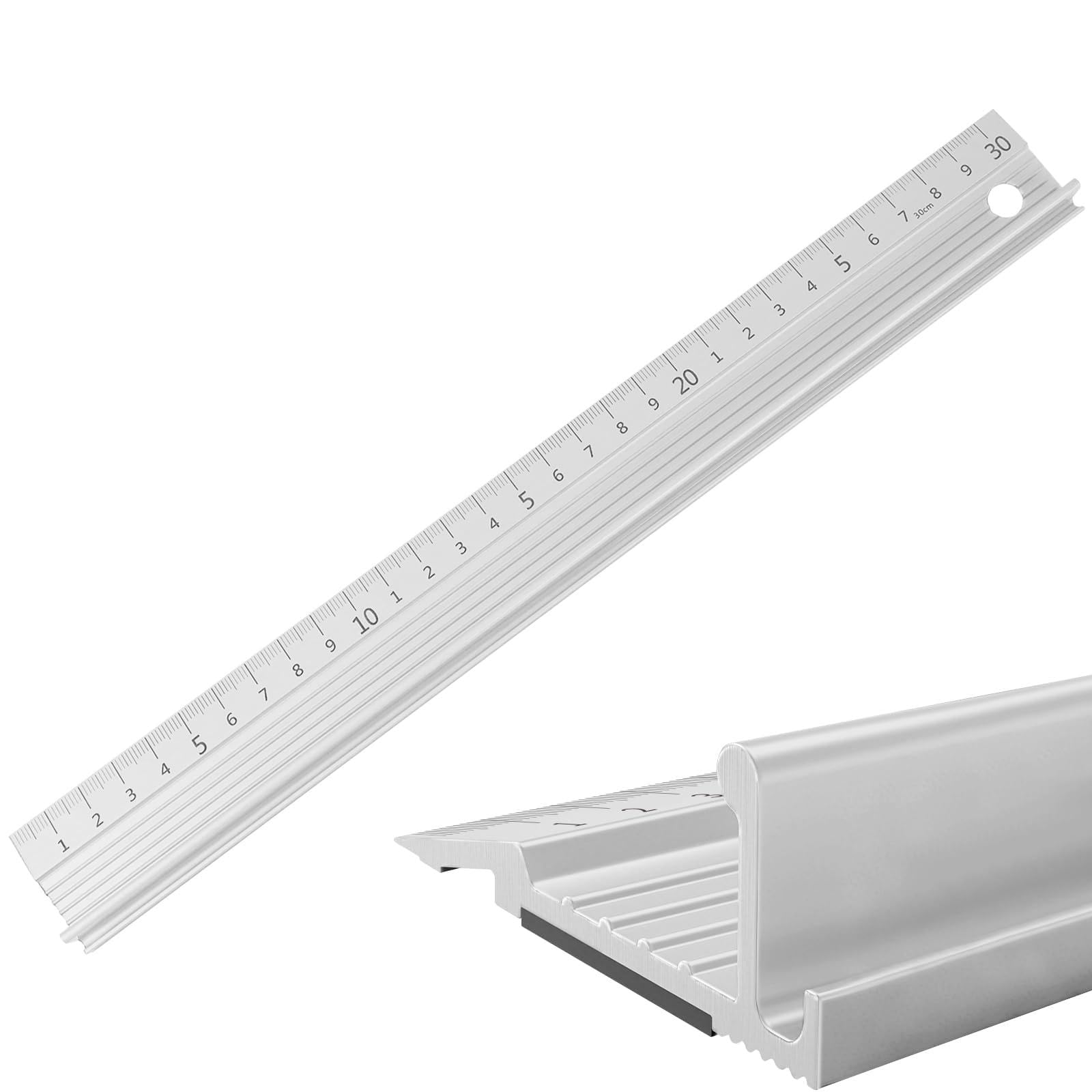 lafo Aluminium Cutting Ruler 30cm – Raised Grip Safety Metal Ruler with Non-Slip Backing, Laser Precision Scale, Anti-Smudge Edge – Professional Craft, Sewing, DIY & Measurement