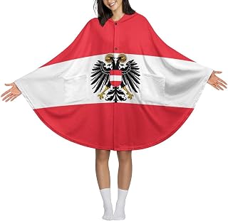 Antigua And Barbuda Flag Wearable Long-sleeved, Button-down, Double-pocket Hooded Blanket Poncho