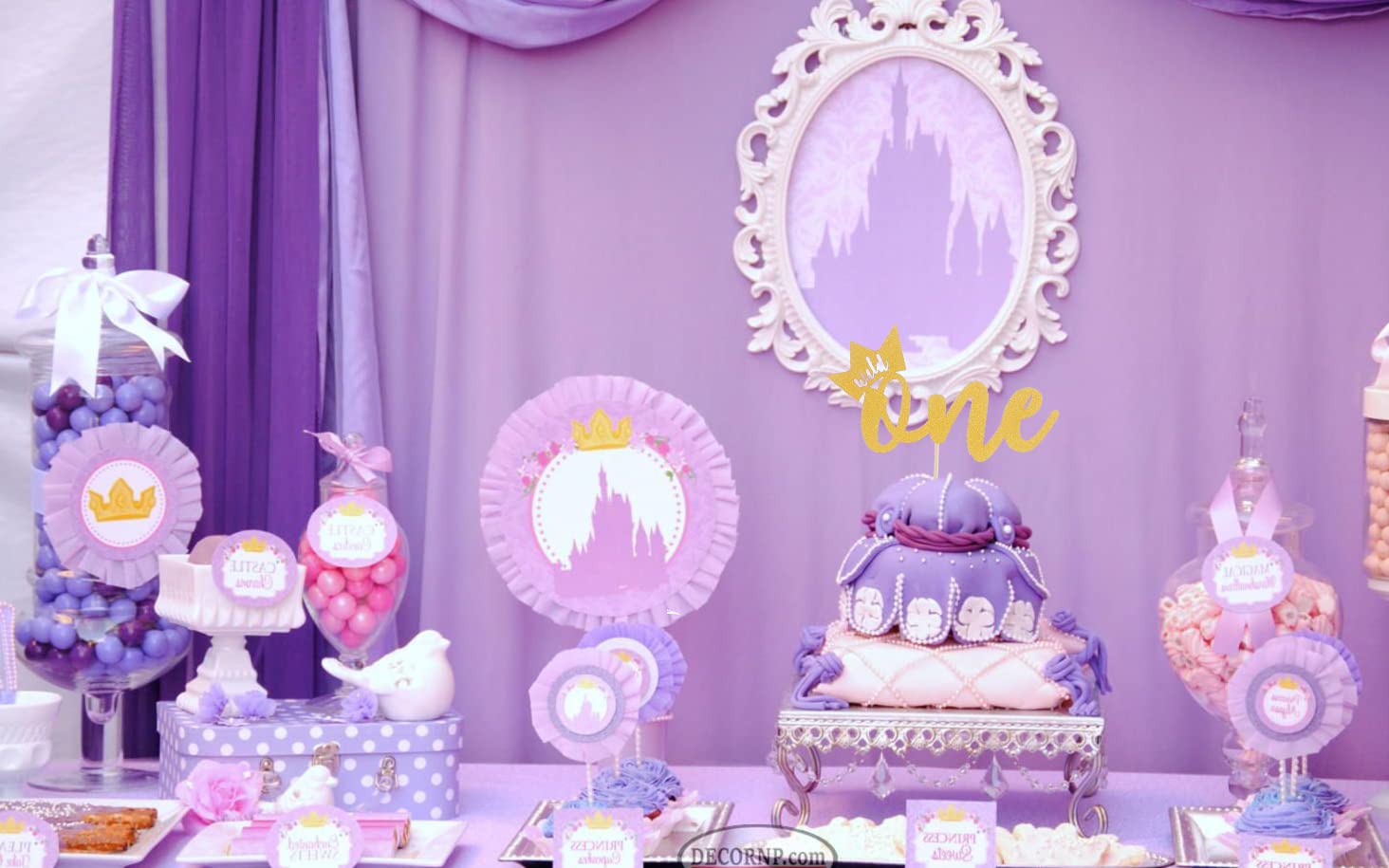 2 Topper Per Torta Wild One – Corona Glitter Oro Per Primo Compleanno, Baby Shower E Celebrazioni