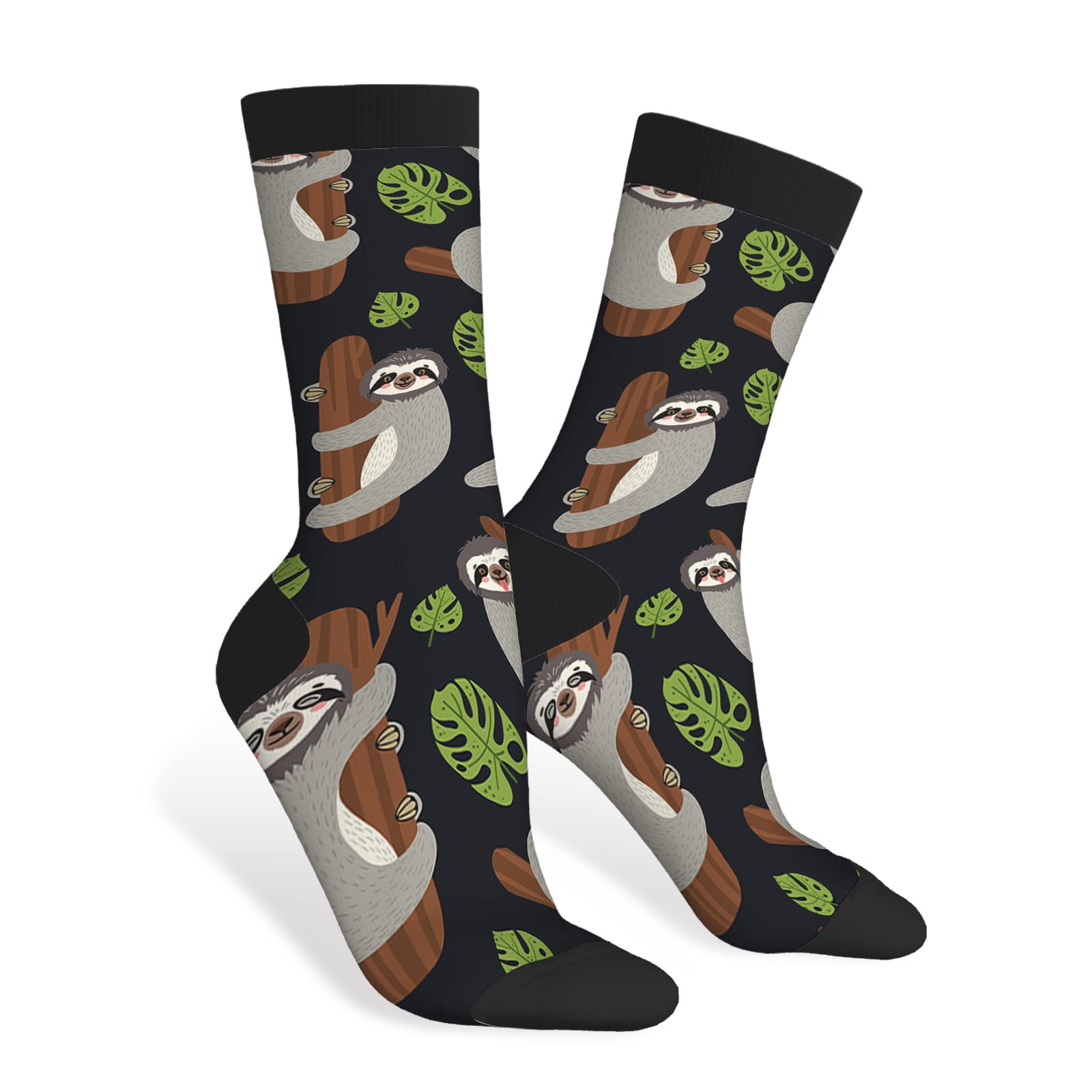 CHJDOFong Sloth Crew Socks for Men Women, Athletic Socks Novelty Fashion Casual Tube Sock Sports Dress Socks
