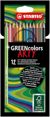 Image of STABILO GREENcolors Colouring Pencils, 12 Colours, ARTY