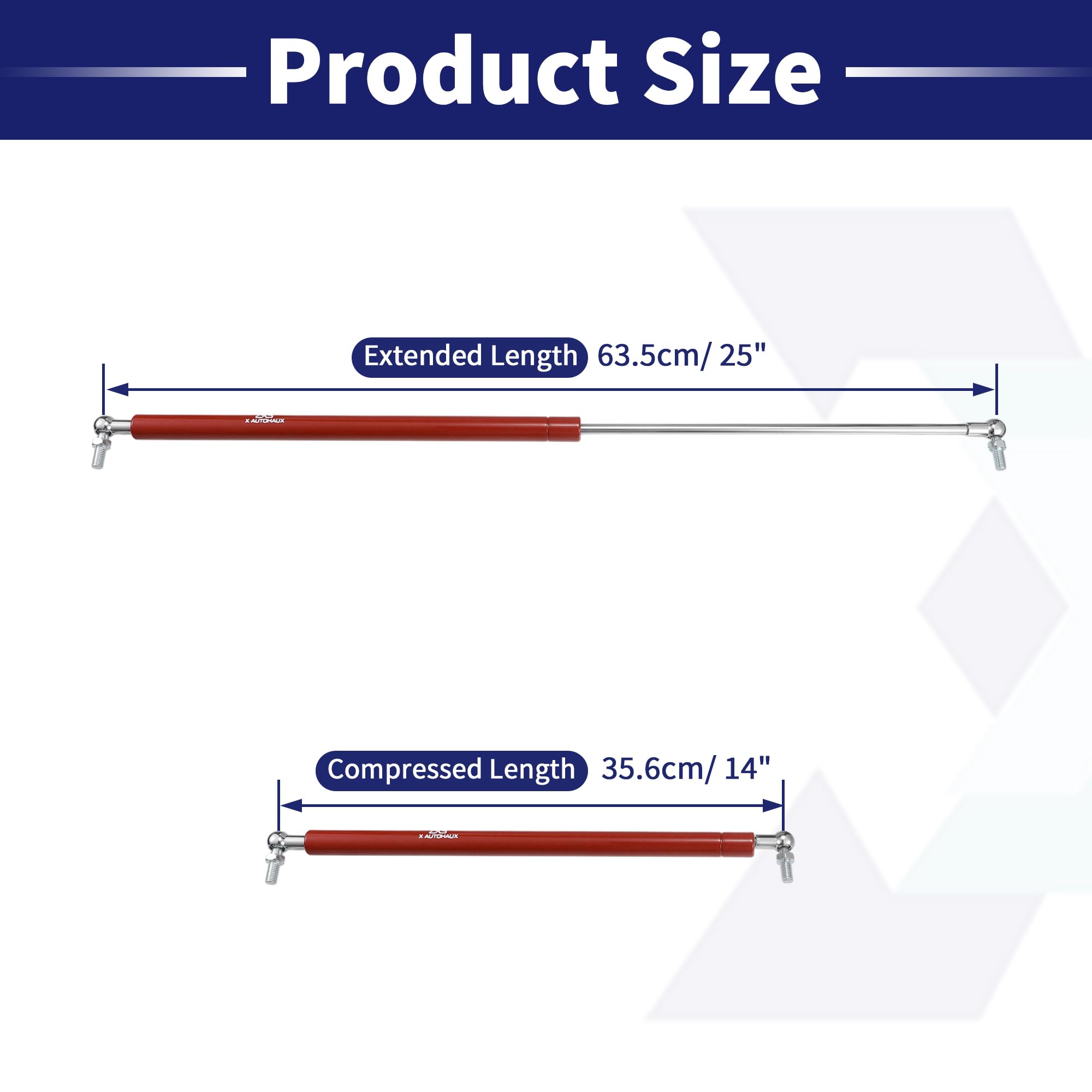 X AUTOHAUX 2 Pièces 25 Pouces 67 Lb/298N Vérins À Gaz De Soutien De Levage Rouge Avec Clé Universelle Pour Camping-Car, Voiture, Camion, Bateau