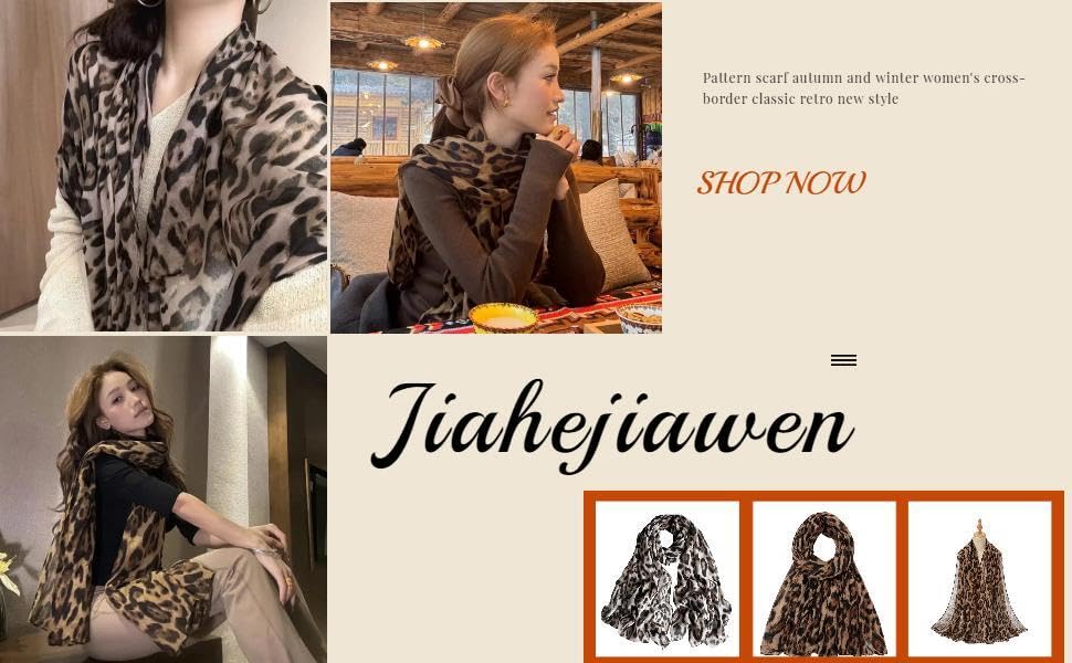 Fall Winter Leopard Print Scarf for Women Classic Vintage New Millennium Fashionable Shawl Wraps4