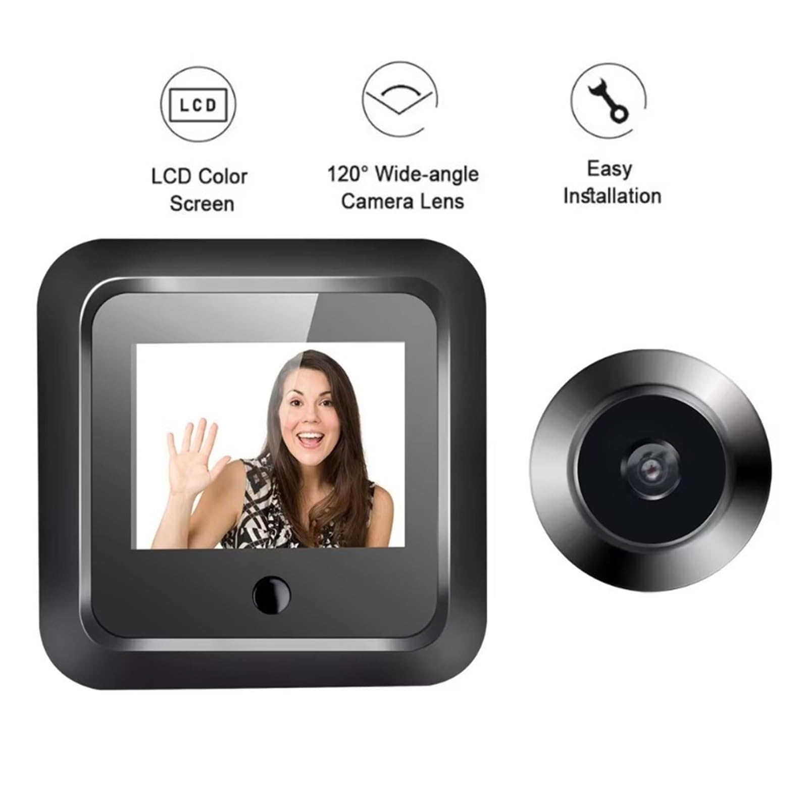 Spioncino da 2,4 pollici 120 ° Smart Digital Door Viewer Camera Security (con scheda da 128 GB)