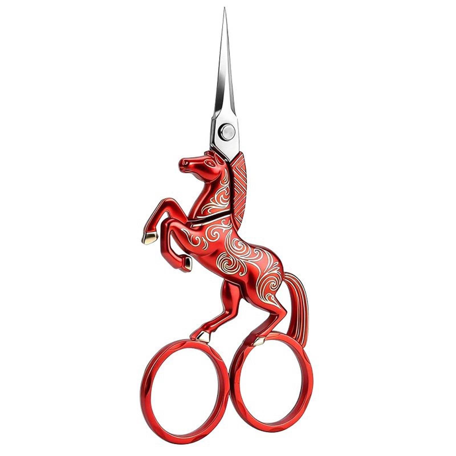 Yrohgkpn Red Antique Embroidery Scissors Rustproof Stainless Steel Small Sewing Shears Chinese Fashion