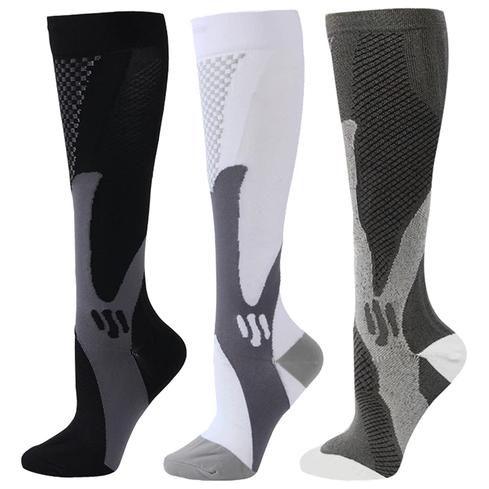 ZFiSt3 Pair Sport Compression Socks Men Women, Compression Stocking Nurse Socks for Edema Travel