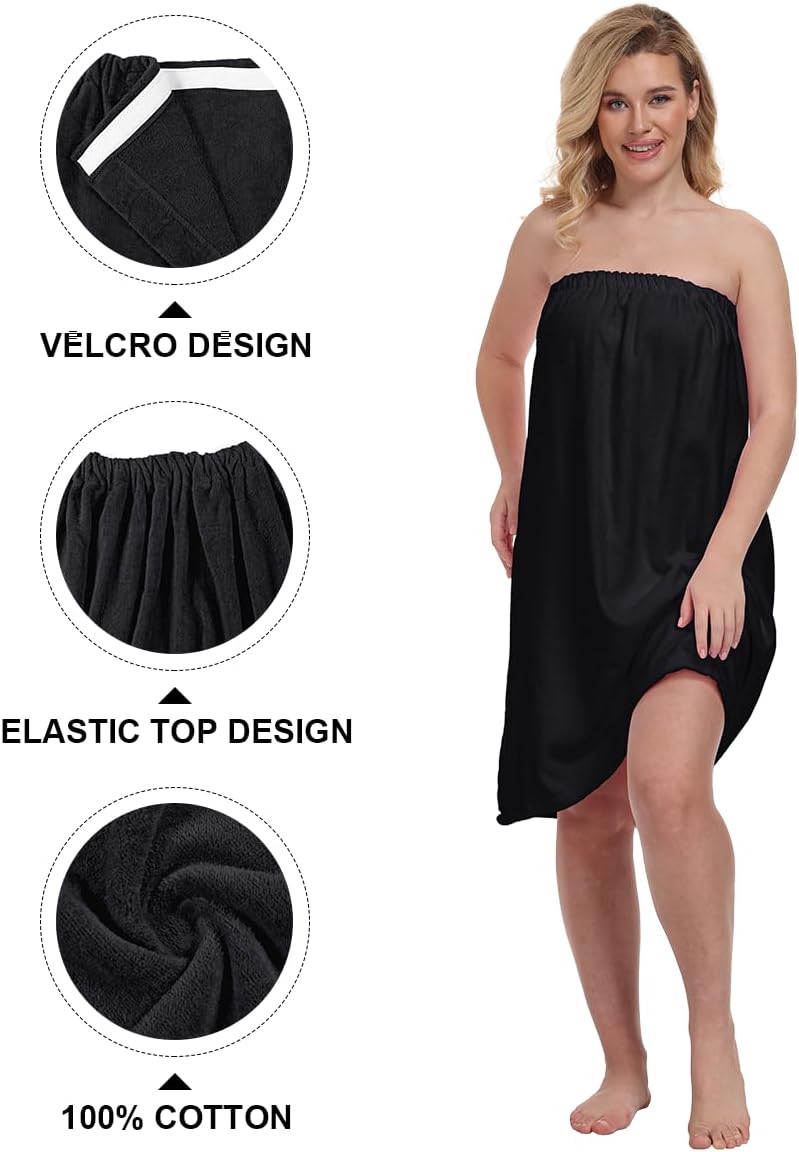 goodmansam Women's Cotton Shower Wrap Robes Spa Body Wrap Bathrobe Ultra Absorbent Cover up Towels - Image 6