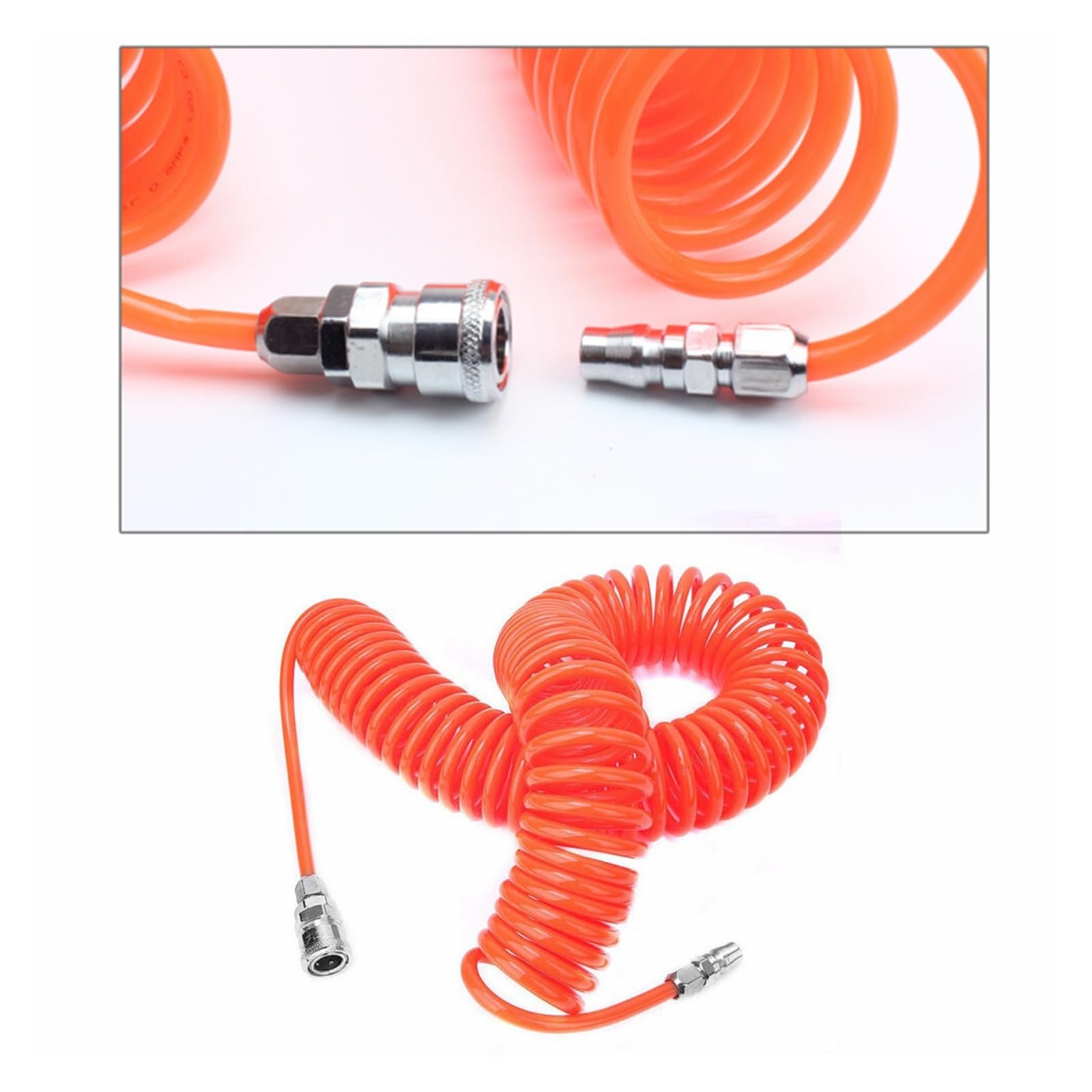 Manguera neumática en espiral, Manguera de aire espiral neumática tubo PU naranja 6mm-12mm diámetro 3M-15M longitud con conectores(12x8 12M)