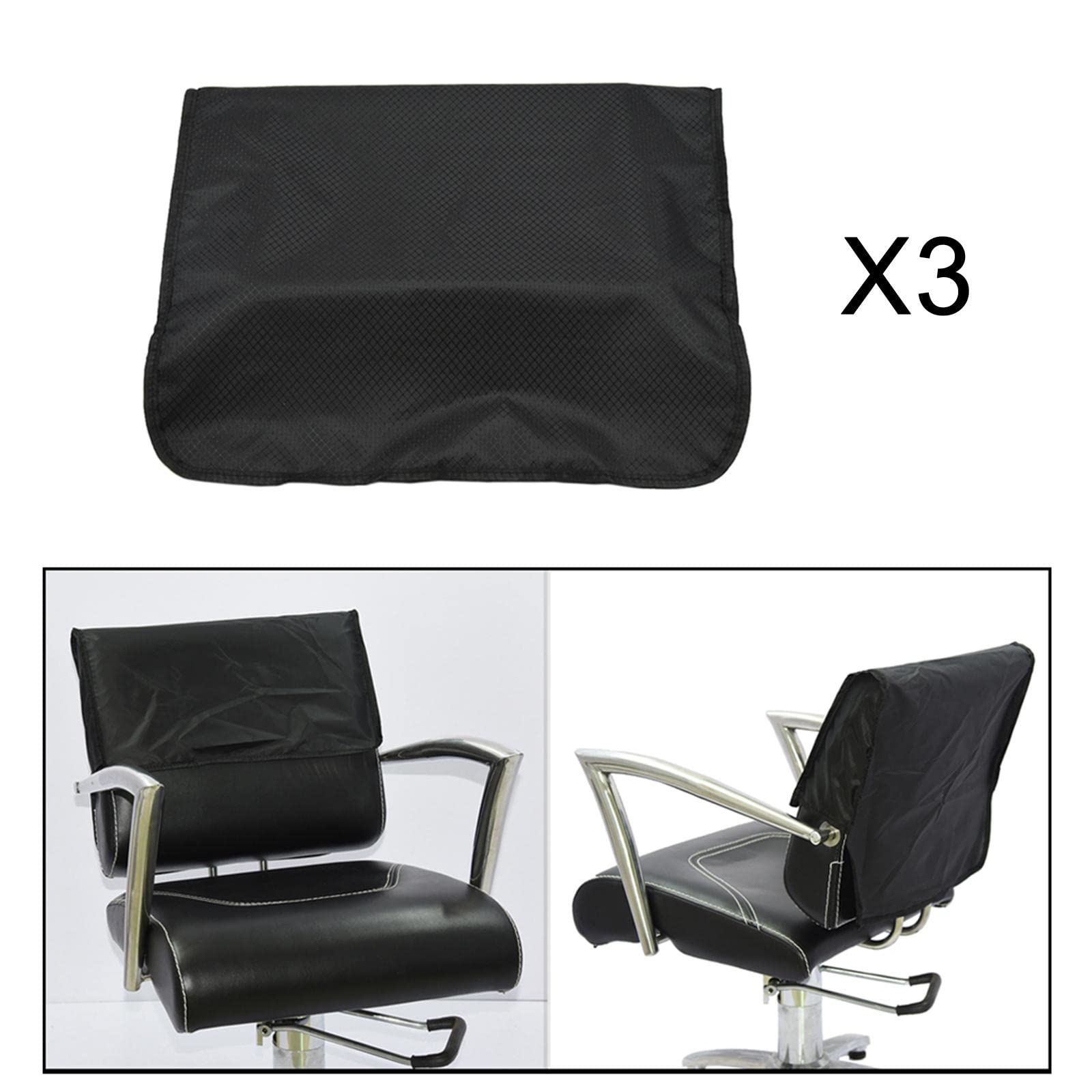 3x Kunststoffabdeckung für Stuhllehnen in Friseursalons 48x43cm, Schwarz