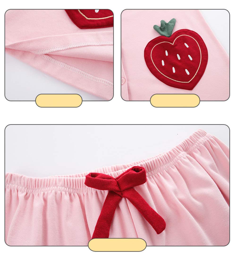 Conjunto De Pijamas De Mujer,Conjunto De Pijamas De Fresa Dulce Ropa De Dormir De Manga Larga De Algodón Top Con Botones Y Pantalones Pjs Cozy & Ropa De Dormir Suave Para El Otoño Invierno,Rosa,M