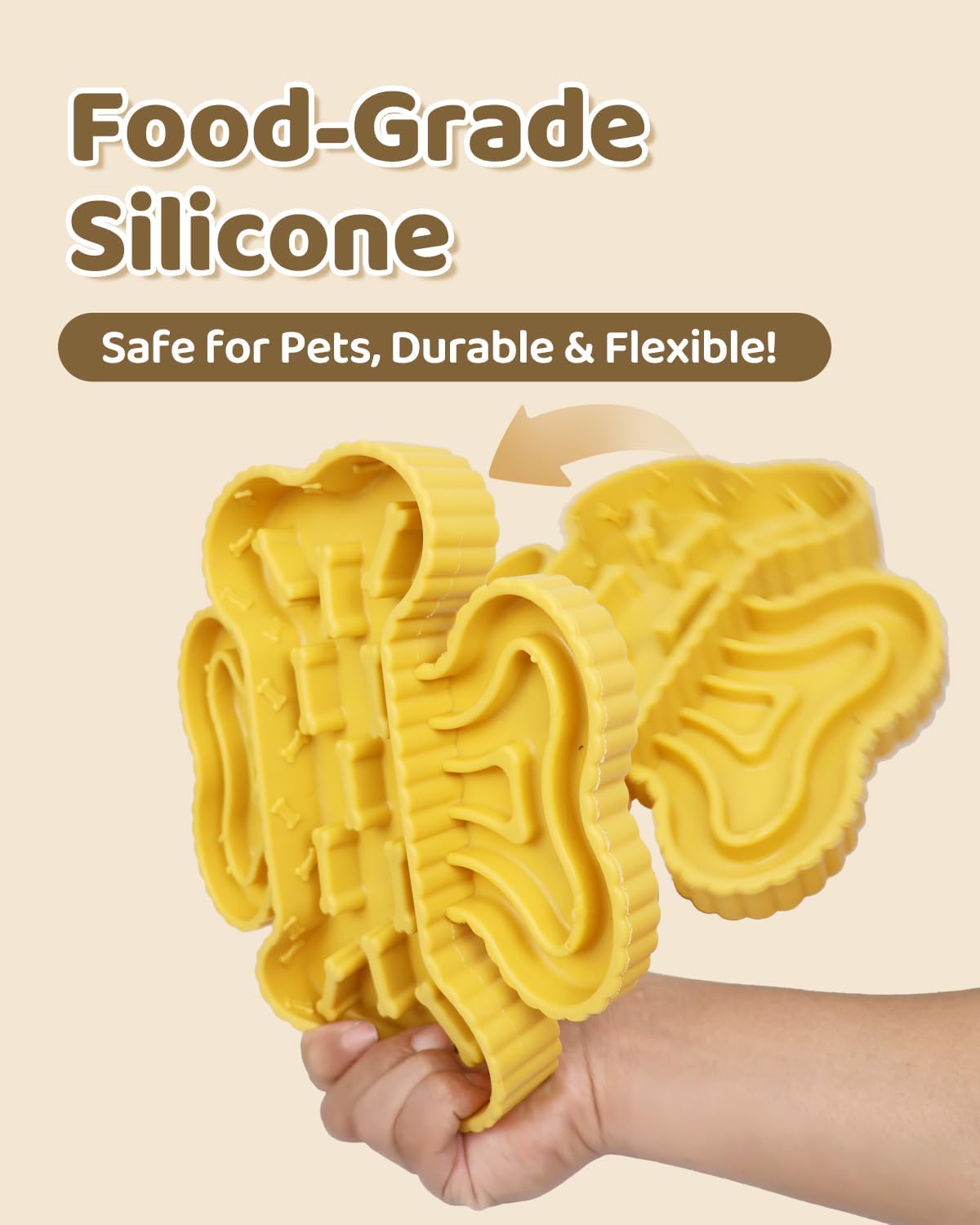 Healthy Slow Feeder Dog Bowl for Fast Eaters - Anti-Gulping Puzzle Feeder with Strong Suction Cups, BPA-Free Pet-Safe Bowl, Dry/Wet Food Compatible for Dog&Cat Yellow (Prevents Bloat & Indigestion)