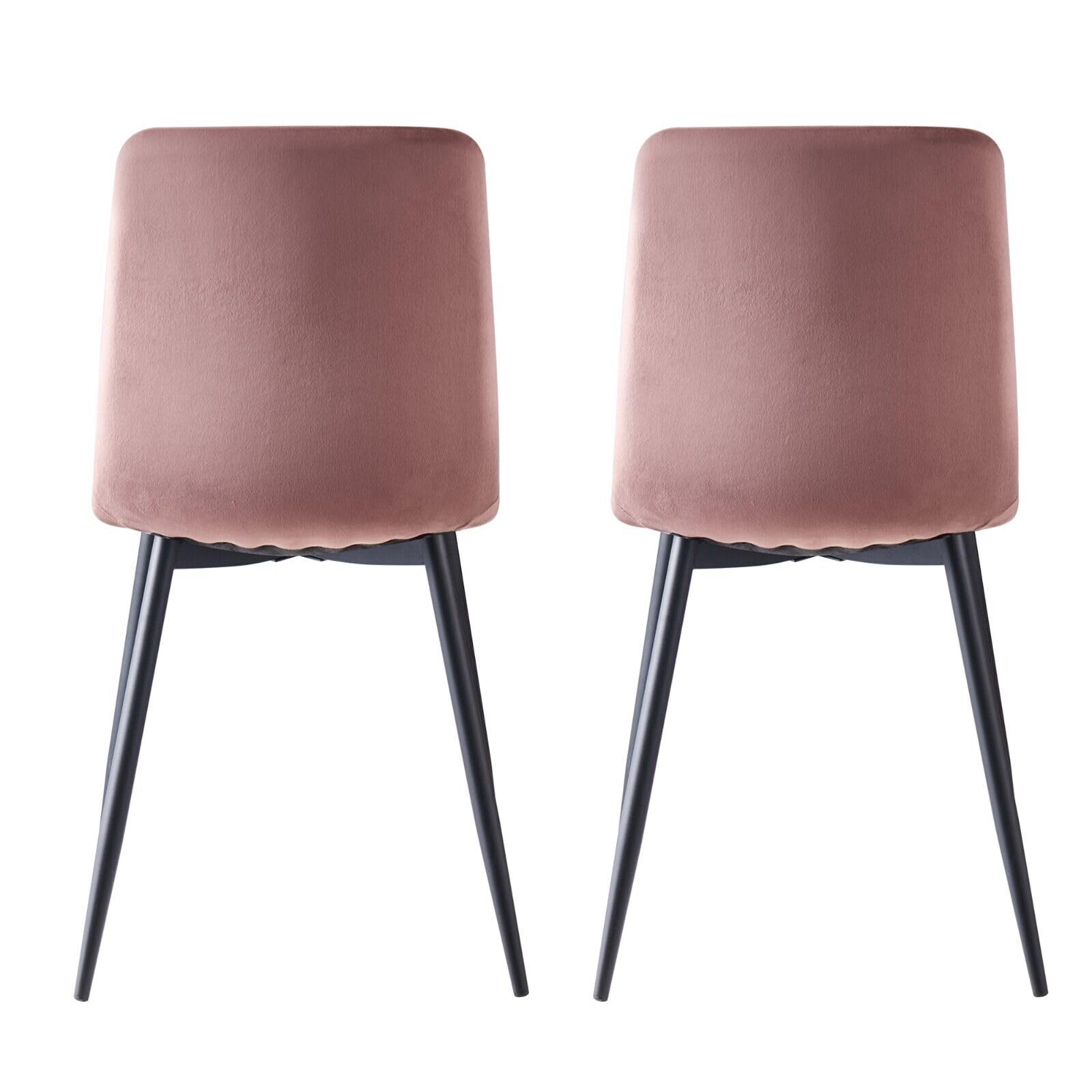 mcc direct Set mit 4 Designer Esszimmerstühlen aus Samtstoff, Metallbeine, Lexi-Stühle (Rosa)