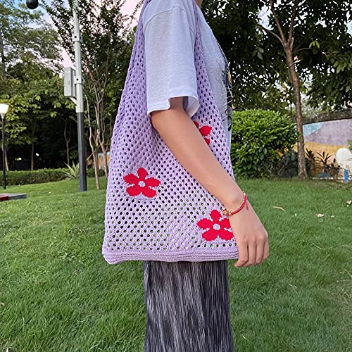 Image of Crochet Tote Bag Fairycore Hobo Bag for Women Fairy Grunge Aesthetic Tote Bag Fairy Grunge Accessories