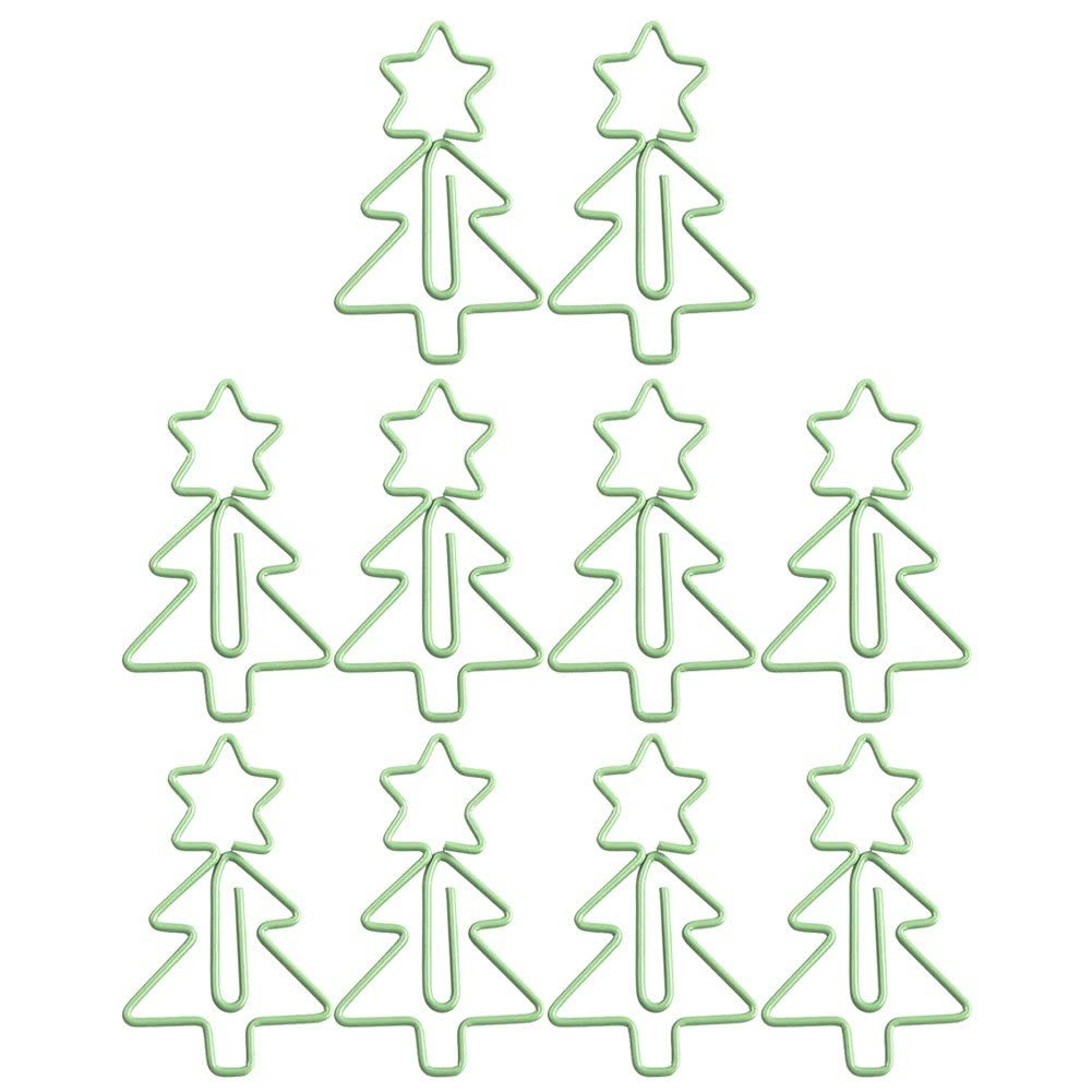 Casiler Green 10Pcs Paper Clips Christmas Tree Shaped Bookmark Clips Page Marker School Office Stationery Supplies Christmas Birthday Gift