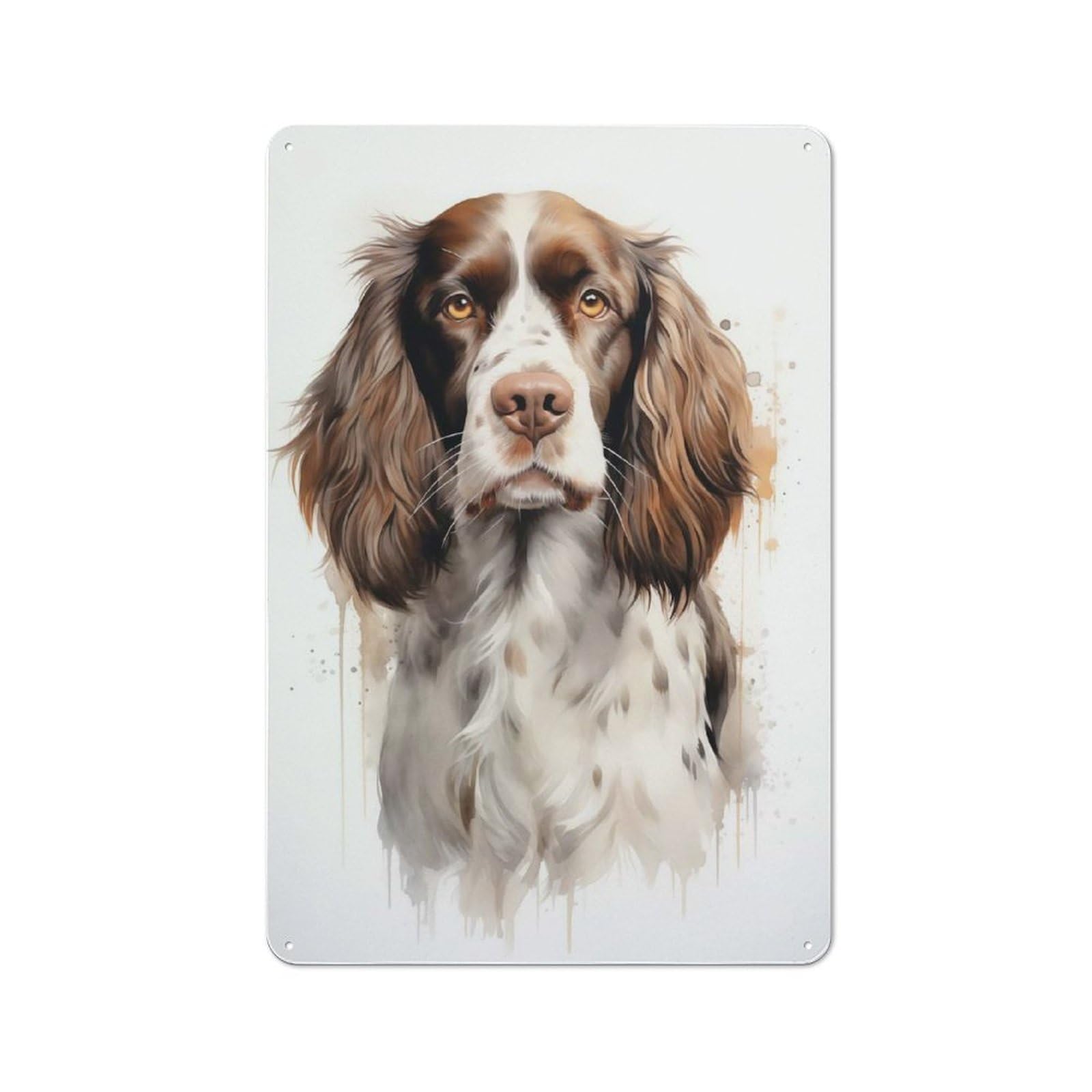 Junmoney Springer Spaniel Portrait 30X20cm Industrial-Style Tin Sign With For Hallway Wall, A Metal Wall Feature For A Newly Arranged Hallway