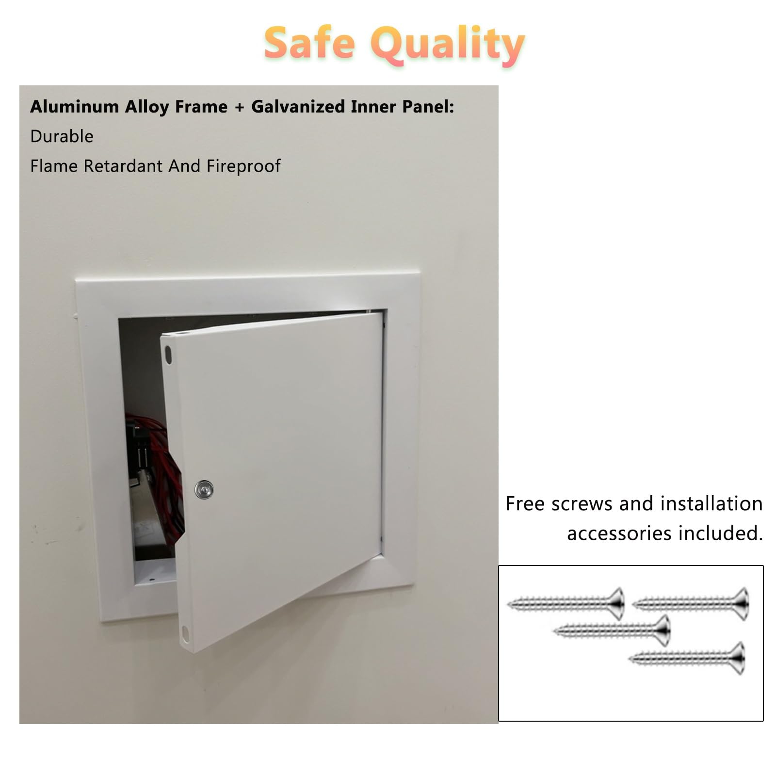 Robuste Zugangsklappe aus Aluminium mit Schloss for Zuhause und Büro – lackierbare Unterputzmontage, wasserdicht, nahtloses Gerät | 381x381mm