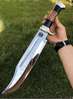 SHINY CRAFTS Handmade Forged Crocodile Dundee Knife, Fixed Blade Knife, Bowie Knife, Hunting Knife, Camping Knife,Knife with Premium Leather Sheath (OMG-HK-19) - SHINY CRAFTS