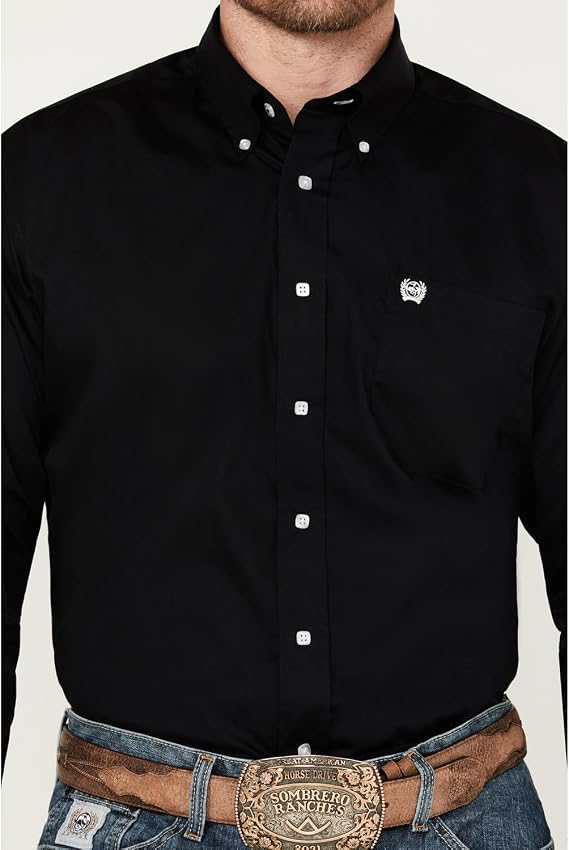 Cinch Men's Classic Fit Long Sleeve Button One Open Pocket Solid Basic