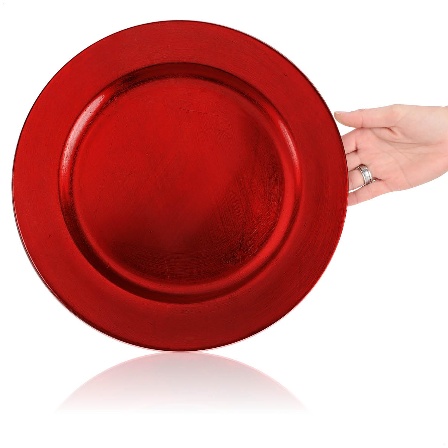 com-four® 4x sottopiatti in rosso - piattini come decorazioni da tavola - piatti decorativi per matrimoni, feste di famiglia o Natale - Ø 32 cm