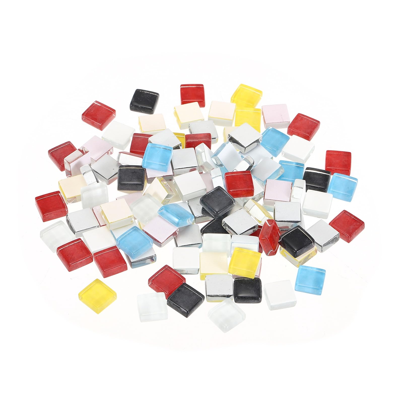 sourcing map Mosaic Tiles, 1 x 1cm Micro Glass Tiny Mini Mosaic Tile DIY Hobbies Handmade Crystal Free Stone Craft Material Creativity (Yellow Red Black Series Pack of 110)