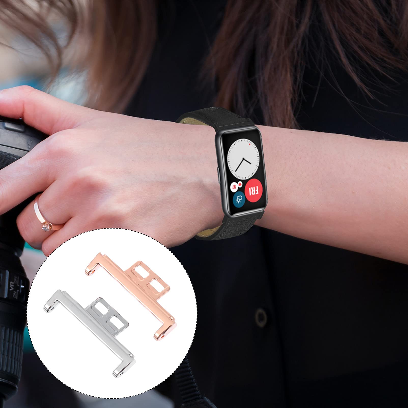 ibasenice Watch Connector Adapter for Watch Fit Smartwatch Strap Metal Linker 4Pcs Durable Replacement Accessory - Image 2