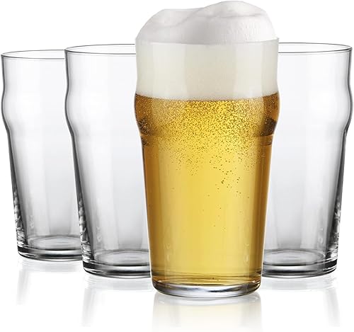 KING CRYSTAL Juego de 4 vasos de cerveza vasos de pinta imperial hechos de cristal sin plomo vasos de cerveza modernos vasos de cerveza de primera