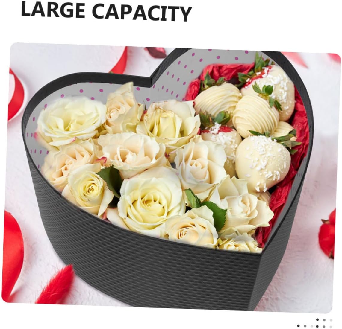 Abaodam 2pcs Large Black Heart Shaped Wrapping Boxes Paper Case for Valentine’s Day Chocolates Flowers Packaging