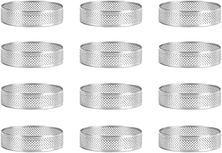 12 Pack Stainless Steel Tart Rings, Round Stainless Steel, Heat Resistant Perforated Cake Mousse Sling, DIY Round Tart Rings for Cake Ring Mold, Bessert Ring, Round Cake Bait Tool 6cm