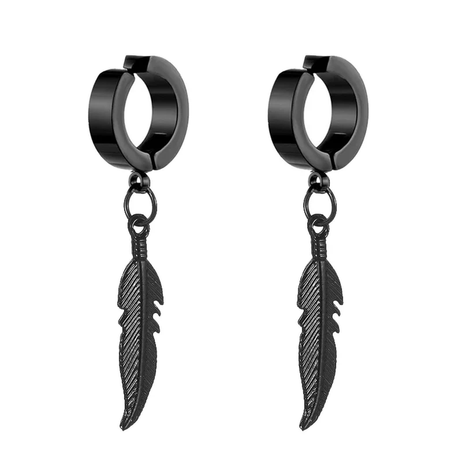 LWXLP 2 pendientes de tuerca de pluma cruzada de moda coreana estilo Punk Rock para Mujeres Hombres joyería de oreja de hip hop de acero inoxidable