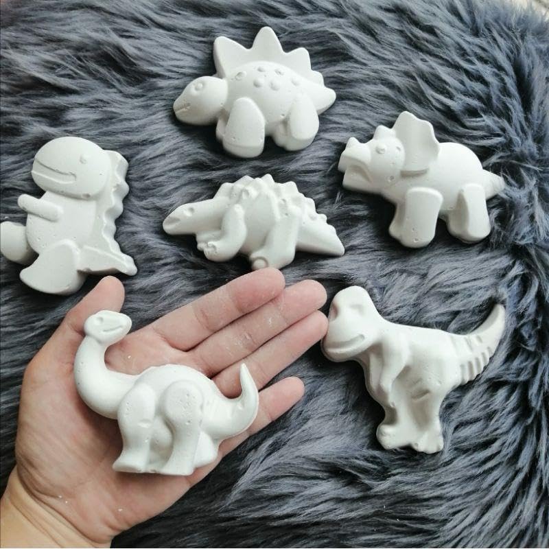 Image of EXPESIA 3D Dinosaur Painting Kit for Kids - Set of 6 White Dinosaur Figurines 6 Colors with Brush,| DIY Paint & Craft Activity Toy | Creative Art & Craft Kit for Boys & Girls | Return Gift, Birthday Gift, School Project