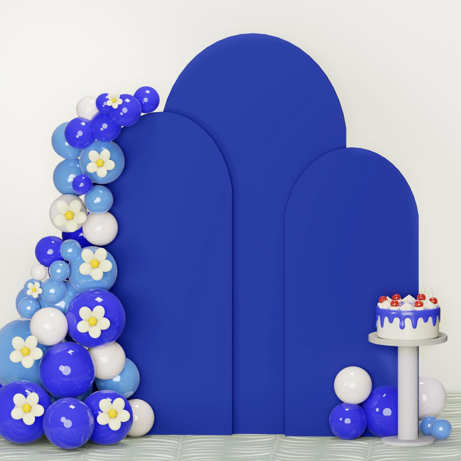 FUHSY Wedding Arch Covers 3 Set 7.2FT, 6.6FT, 6FT Spandex Covers for Arches Fitted Arch Backdrop Stand Cover Blue Birthday Arch Cover for Chiara