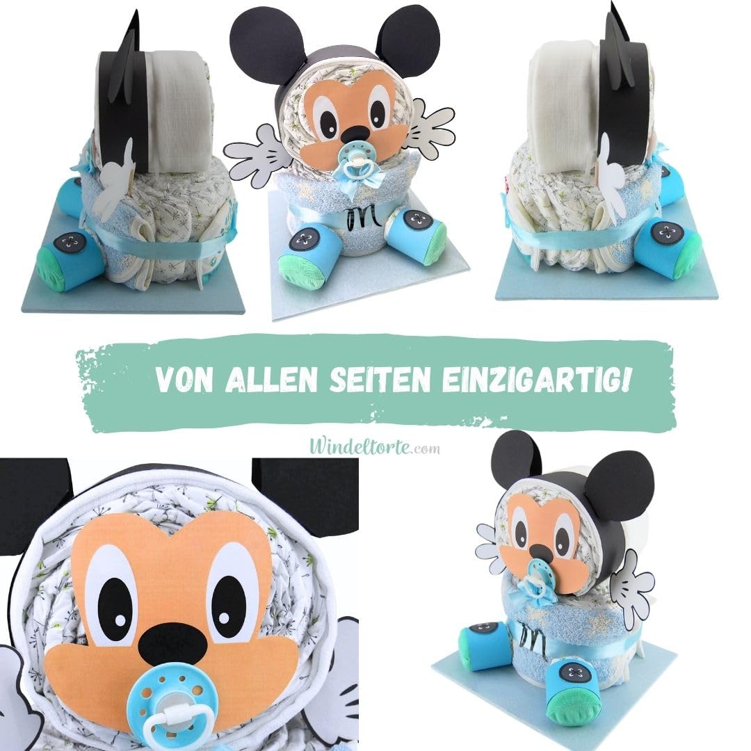 Maus | Windelmaus - Blau oder Rosa - Jungen oder Mädchen - LILLYDOO Windeln | Geschenk zur Geburt | Taufgeschenk | Geschenk zur Babyparty – Windelgeschenk (Blau/Junge)