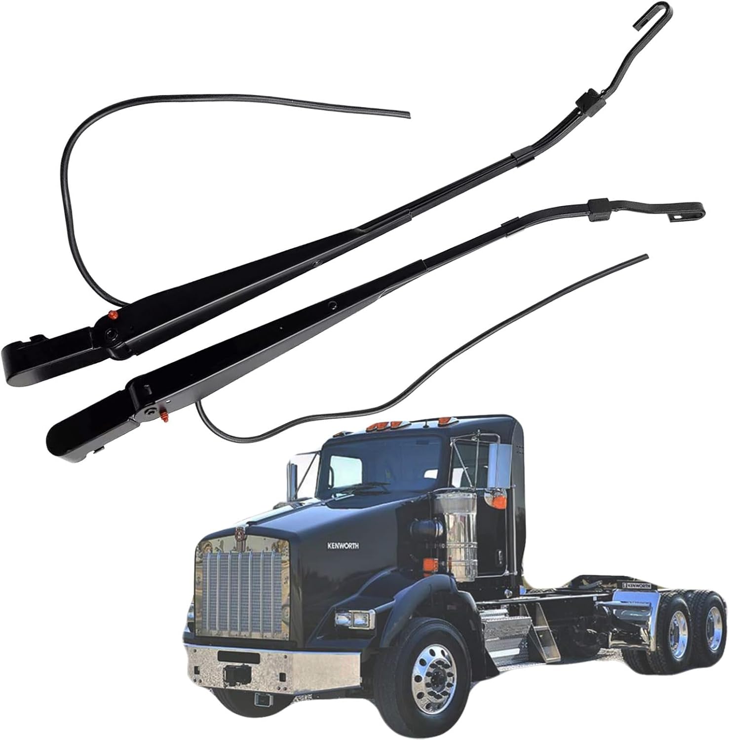 2-Pcs Front Windshield Wiper Arm Pair Kit Compatible with Kenworth T600/T600A/T660/T800, 2006-2012, Front Driver Side and Passenger Side Windshield Wiper Arm Set, Replace#602-5403 602-5404.