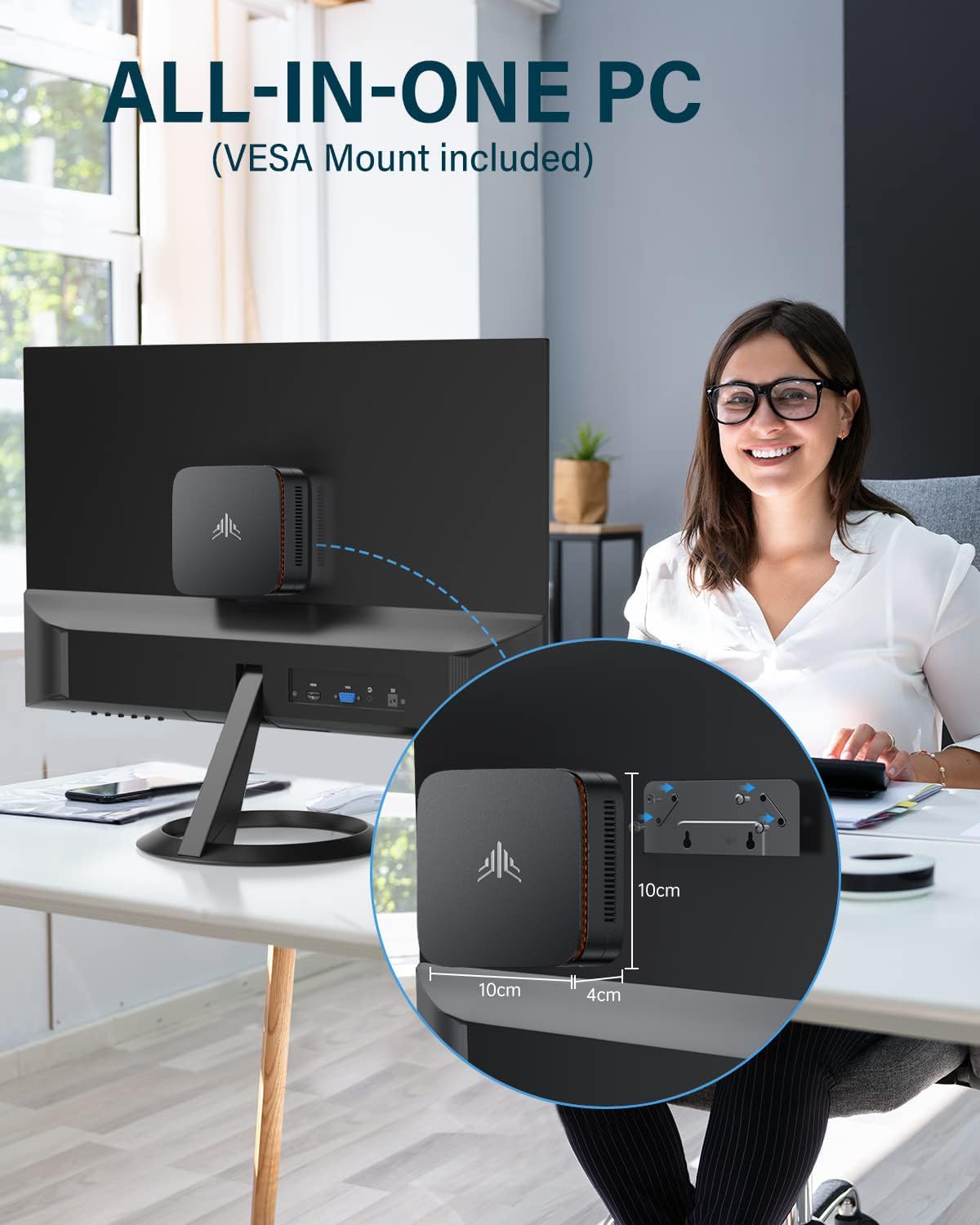 KAMRUI Essenx E1 Mini PC W-11 Pro,Ιntel Alder Lake-Ν95 (Βeats N5095/N5105, Up to 3.4GHz), Mini Desktop Computers with 16GB RAM 512GB M.2 SSD, Mini Computer Dual 4K UHD for Home Business Office - Image 6