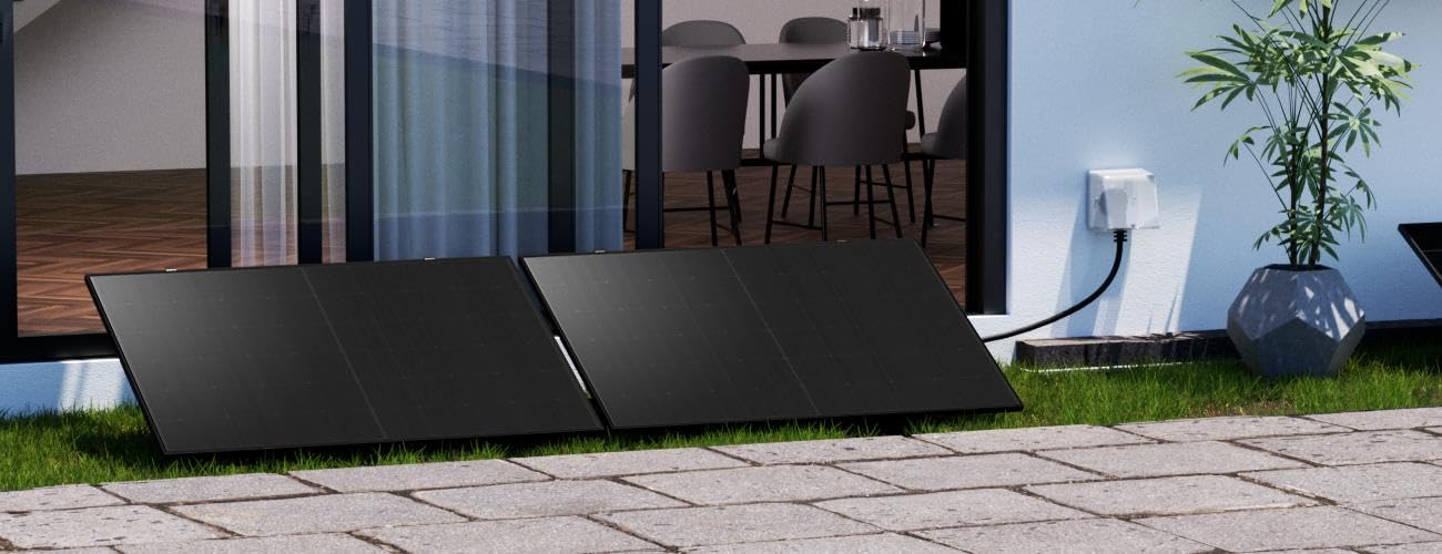 2 panneaux Solaires - Poolex - Kit Photovoltaïque Plug&Play 900W - Autoconsommation - TOPCon - Prise 230V, Wi-Fi & App : Zéro Travaux, 12 Ans Garantie, 310€/an