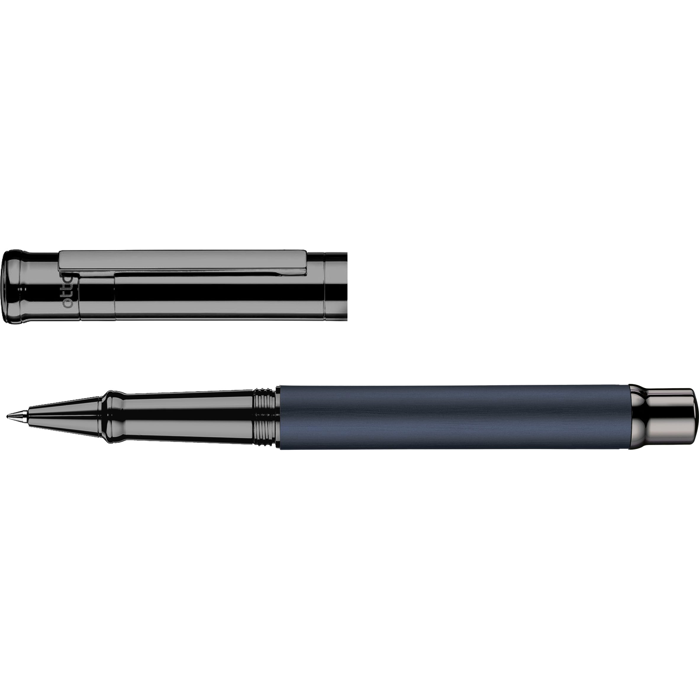 Otto Hutt Design 04 Tintenroller in Blau Matt aus Metall hergestellt, Länge: 13.3cm, Durchmesser 10.8mm, Gewicht 42.1gr., 009-11628