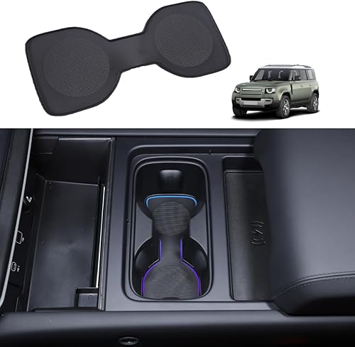 Posavasos de TPE negro para consola central de automóvil, portavasos antideslizantes incrustados en adornos para Land Rover Defender 2020-2024