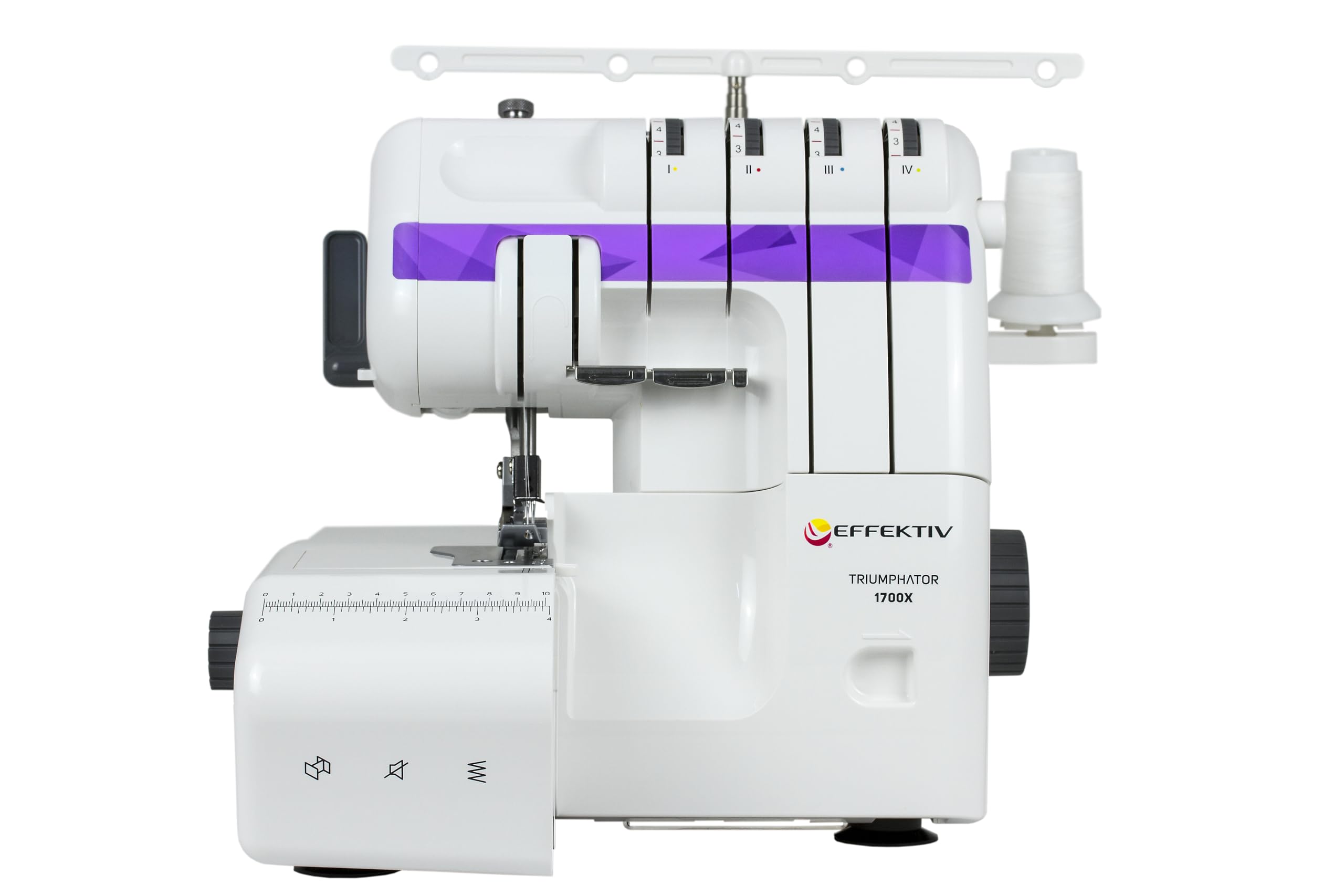 Triumphator 1700X Overlock, maszyna do szycia overlock, gwint 3/4 z mechanizmem różnicowym, pełna metalowa rama, 14 ściegów, automatyczne nawlekanie, moc 120 W - 1200 ściegów/min, pedał nożny