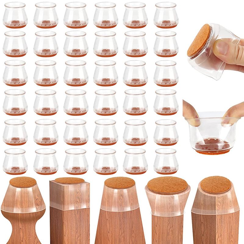 Youery 32 Piezas Silicona Tapas de Piernas de Silla, Protector Patas Sillas Silicona Transparente Extra Pequeñas para Pisos de Madera, Almohadillas Protectoras para Pies de Muebles(S)