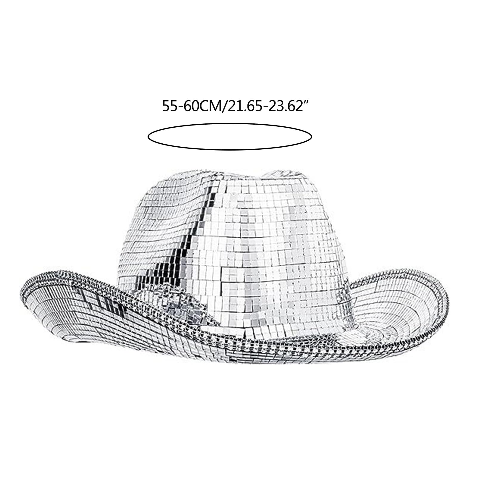 Cappello da cowboy per DJ, specchio glitterato, novità, festa, cappello Panama per palcoscenico, festa, danza, discoteca, cappello da cowboy