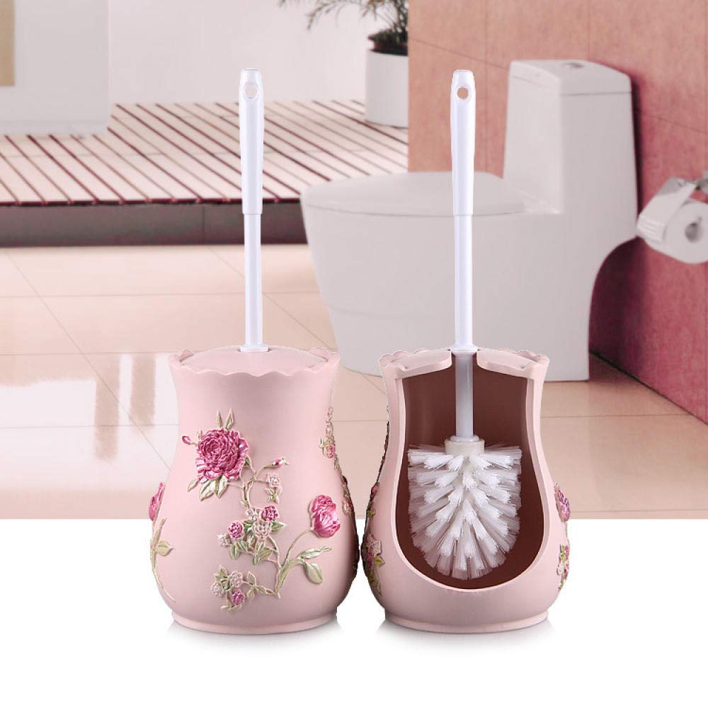 Pink Peony Nylon Silk Toilet Brush and Holder Set Quick Drying Bathroom Toilet Cleaning Kit for WC Floor standing Use