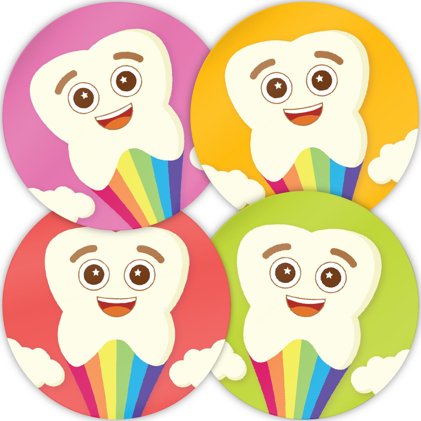 Stone Melon School Reward Stickers 144 Happy Teeth Dentist Bravery Teeth Brushing Stickers 30mm Round Awards Nursery Teachers Parents Children Kids Rainbow
