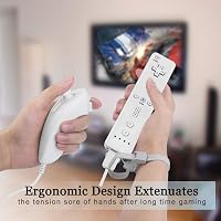 TechKen Wii Kontroller Nunchuck-kal Fekete Fehér Vezeték Nélküli Távirányító 2