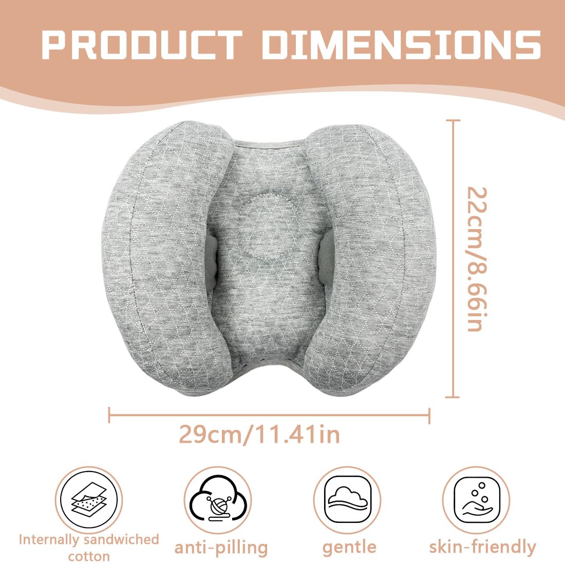 Cuscino cervicale per neonati, confezione da 1, cuscino di supporto per la testa per neonati, cuscino cervicale 2 in 1, cuscino cervicale a forma di banana per neonati, supporto cervicale