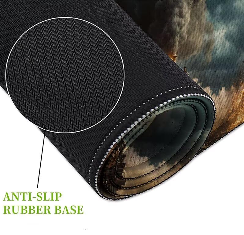 Mouse pad grande gaming con base antideslizante y bordes cosidos para un control preciso 5