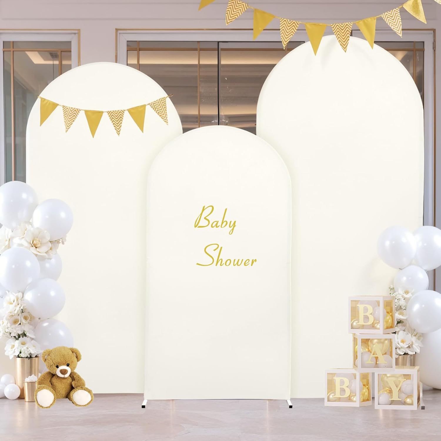 Lot De 3 Housses De Fond Pour Arche De Mariage (1.2m, 1.5m, 1.8m) - Tissu élastique Infroissable Rose - Pour Décoration événement, DIY, Photo Booth - 8