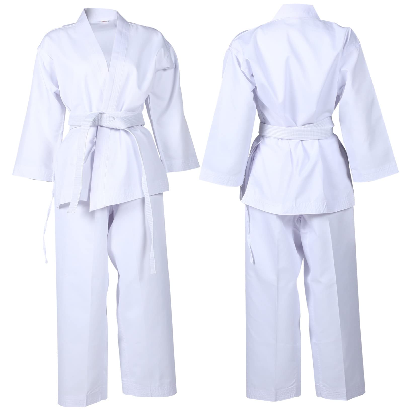 Uniforme da Karate per Adulti, Completo Sportivo Uomo per Taekwondo, in Poliestere Bianco Pantaloni Coulisse, per Allenamento e Competizione