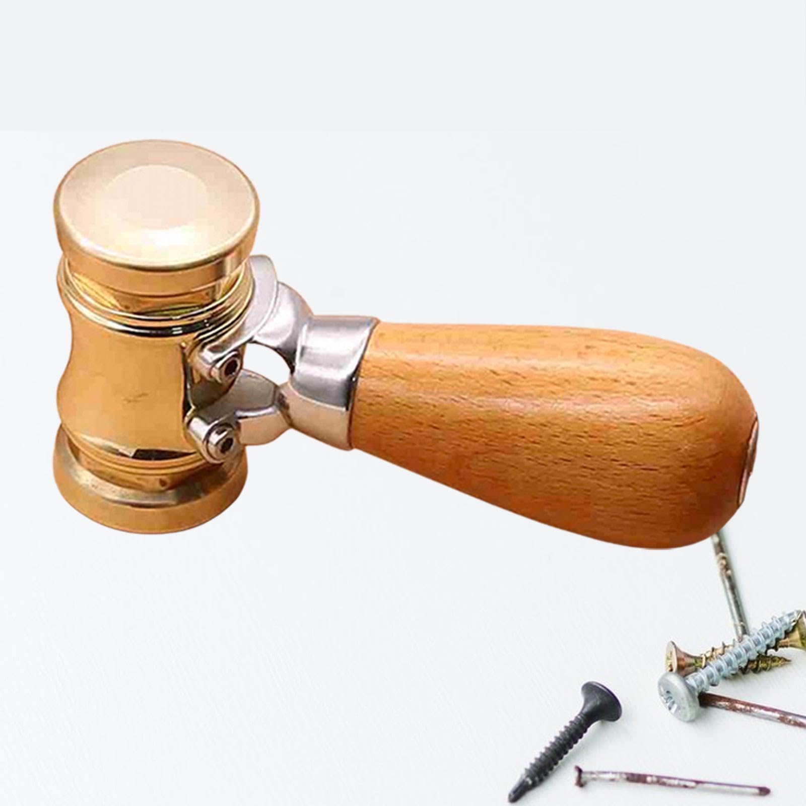 Baoblaze Woodworking Brass Head Mallet Punch Hammer Multifunction DIY Crafts Carpenters Aid Tool Woodworking Mallet for Woodworker